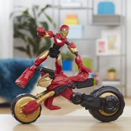 AVENGERS figūrėlė su motociklu Bend and Flex, F02445L0 F02445L0