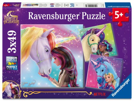 RAVENSBURGER dėlionė Unicorn Academy Magic and Friendship, 3x49 det., 12004163 
