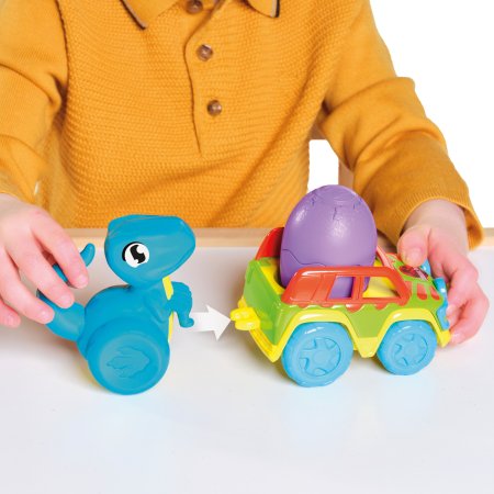 TOMY mašinėlės rinkinys su dinozauru Chase & Roll Raptors, E73251 E73251