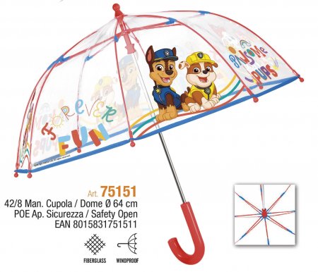 PERLETTI Permatomas skėtis Paw Patrol 42/8, 75151 75151