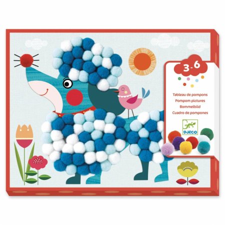 DJECO kūrybinis rinkinys su pomponais Dog, DJ09867 DJ09867