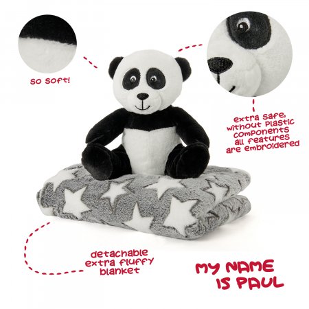 PERLETTIpliušinis žaislas su antklode Paul panda, 13070 13070