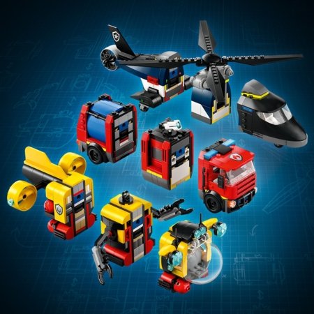60462 LEGO® City Great Vehicles Sraigtasparnio, ugniagesių automobilio ir povandeninio laivo rinkinys 