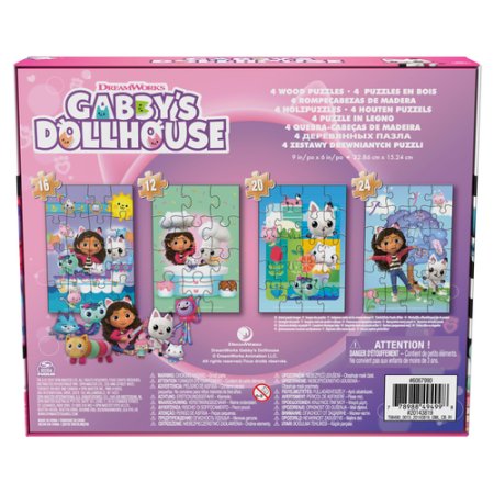 SPINMASTER GAMES dėlionių rininys Gabbys Dollhouse, 4 dėlionės, 6067990 6067990