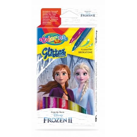 COLORINO DISNEY blizgūs flomasteriai Frozen 6 spalvos, 91123PTR 91123PTR
