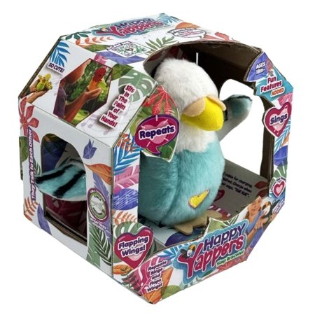 HAPPY YAPPERS interaktyvus pliušinis žaislas Mėlyna Banguota Papūgėlė, 9404 