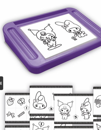 LISCIANI piešimo rinkinys My Melody & Kuromi Drawing School su šviečiančia piešimo lenta, 119684 