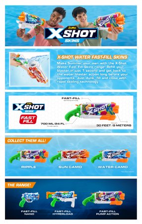 XSHOT vandens šautuvas Pump Action Fast-Fill Skins, 11855 11855