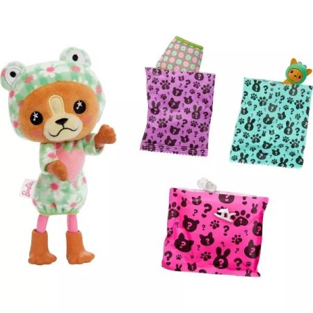 BARBIE Čelsės Cutie Reveal rinkinys, minkštutėlių kostiumų serija - šunelis ir varlytė , HRK29 