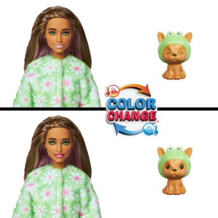 BARBIE Barbės Cutie Reveal rinkinys, minkštutėlių kostiumų serija - šunelis ir varlė, HRK24 