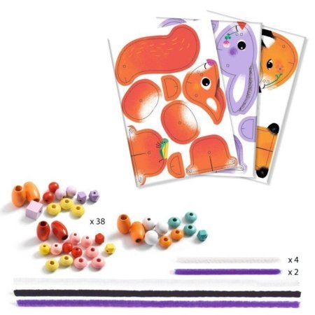 DJECO Vėrimas su pūkuotomis vielutėmis Mieli gyvūnai, DJ00084 