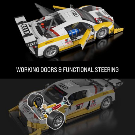 MATTEL BRICK SHOP HOT WHEELS 1:16 Elite Audi R8 LMS konstruktorius, JFT18 