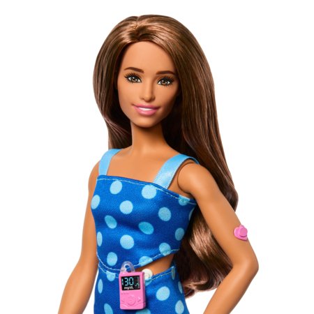 BARBIE madistė mėlyna suknele, serganti I tipo diabetu, HYT97 