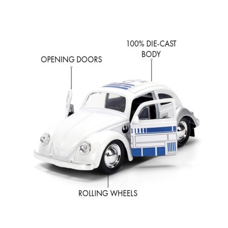 JADA Star Wars 1:32 R2-D2 Volkswagen Beetle modeliukas, 9336982314R00 
