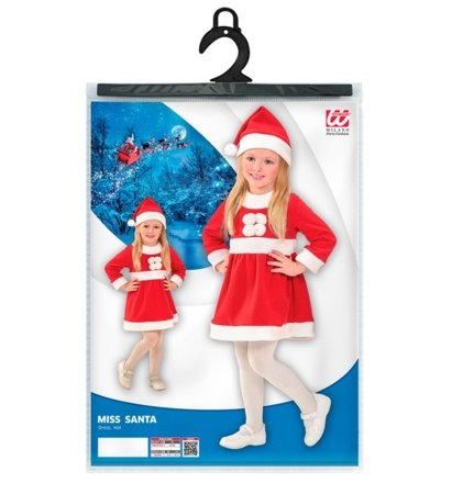 WIDMANN kostiumas Miss Santa, dydis (110 cm / 3-4 metai), 14926 