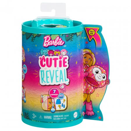BARBIE Čelsės Cutie Reveal rinkinys, džiunglių serija, beždžionėlė , HKR14 HKR14