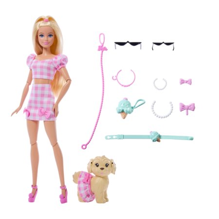 BARBIE Twinning Looks šviesiaplaukės lėlės ir šunelio rinkinys, JFP36 