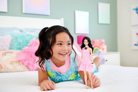 BARBIE madistė rožine languota suknele, HRH21 