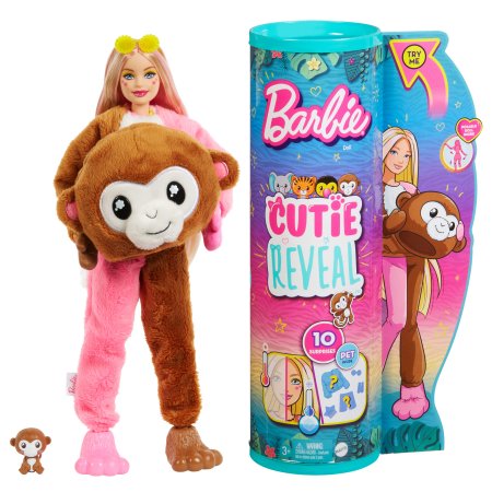 BARBIE Cutie Reveal rinkinys, džiunglių serija, beždžionėlė , HKR01 HKR01