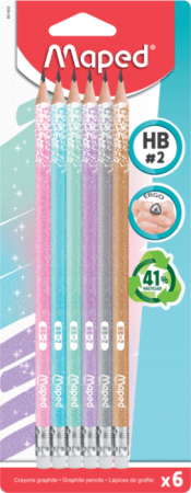MAPED Graphite pieštukai su trintuku 6vnt, 228518030000 228518030000