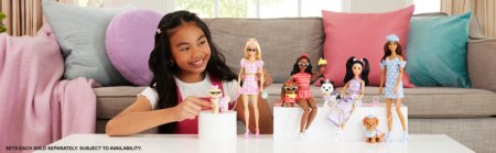 BARBIE Twinning Looks tamsiaplaukės lėlės ir šunelio rinkinys, JFP38 
