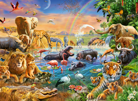 RAVENSBURGER dėlionė Vandens versmė savanoje, 100 det., 12910 12910