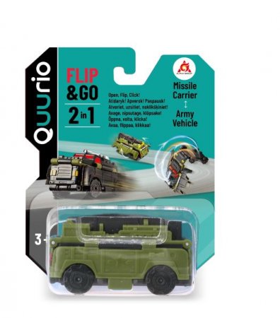 QUURIO FLIP AND GO 2-in-1 mašinėlė Missile Carrier & Army Vehicle, EU463875-16 EU463875-16