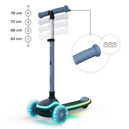 KINDERKRAFT triratis LED paspirtukas su sėdyne 2 in 1, RAKET UP, mėlynas, KRRAUP00BLU0000 
