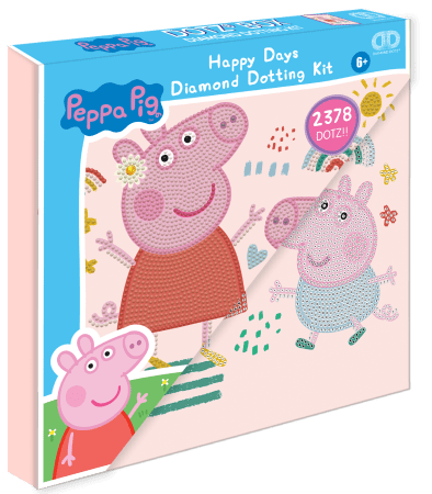 DIAMOND DOTS kūrybinis rinkinys piešimas deimantais Peppa Pig Happy Days, 2378 deimantai, DBX.089 DBX.089
