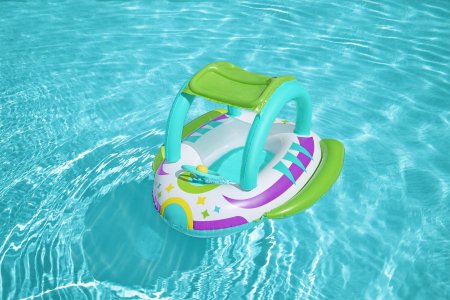 BESTWAY pripučiamas vaikiškas plaustas su stogeliu Space Splash, 1.07m x 1.12m, 34149 34149