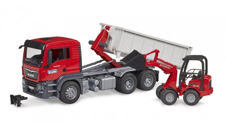 BRUDER 1:16 MAN TGS suknvežimis su konteineriu ir krautuvu, 03767 03767