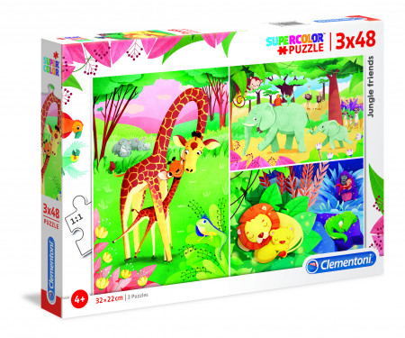 CLEMENTONI Dėlionė Džiunglių draugai 3X48pcs., 25233 25233