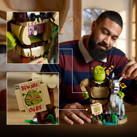 72423 LEGO® Shrek: Šrekas, Asilas ir Batuotas Katinas Pūkis 