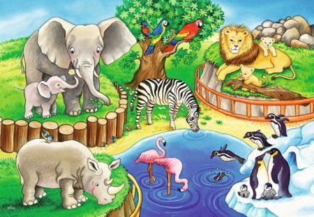 RAVENSBURGER PUZZLE dėlionė Gyvūnai zoologijos sode, 2x12 det., 07602 4 