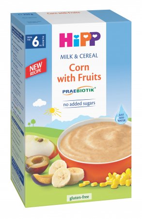 HiPP pieniška kukurūzų košė su vaisiais, 6m+, 250g, 2953 2953
