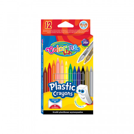 COLORINO CREATIVE nutrinamos kreidelės 12 spalvų ir trintukas, 91992PTR 91992PTR