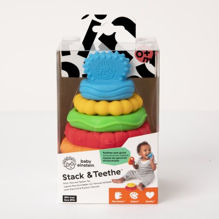 BABY EINSTEIN įvairių tekstūrų kramtukas Stack & Teether, 12356 