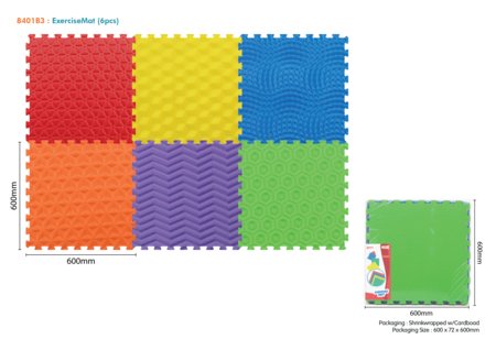 SUNTA sensorinis dėlionės kilimėlis su skirtingomis tekstūromis, 6 dalių, 8401B3 
