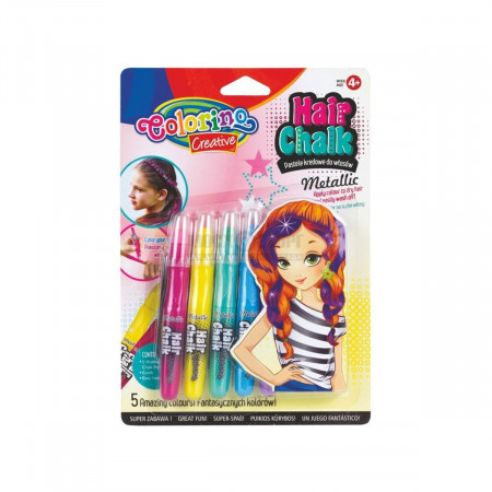 COLORINO CREATIVE kreidelės plaukams 5 metalo atspalvių, 68680PTR 68680PTR