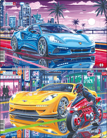 LARSEN dėlionė Sportinis automobilis, midi, 30 vnt. 2 skirtingi dizainai, U21 