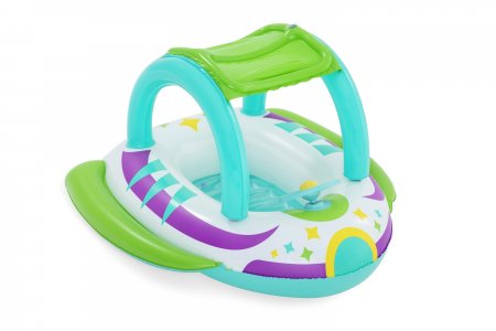 BESTWAY pripučiamas vaikiškas plaustas su stogeliu Space Splash, 1.07m x 1.12m, 34149 34149