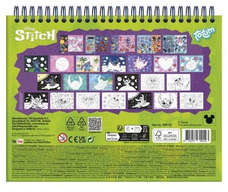 TOTUM DISNEY STITCH kūrybinis rinkinys Sticker by number pad, 700123 