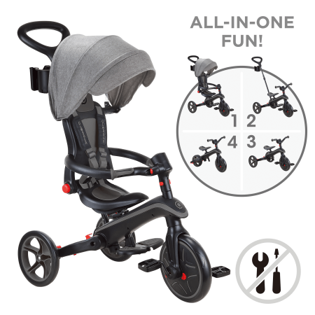 GLOBBER triratukas Explorer Trike 4in1,juodas-pilkas, 732-120 