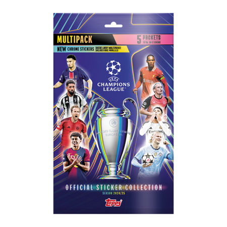 TOPPS lipdukai Champions League 2025 Multipack, 24+6vnt., 5053307074484 