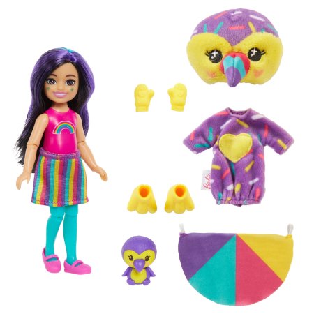 BARBIE Čelsės Cutie Reveal rinkinys, džiunglių serija, tukano paukštė , HKR16 HKR16