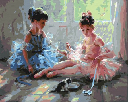 BRUSHME spalvinimo pagal skaičius rinkinys Ballerinas with a kitten, BS51984 BS51984