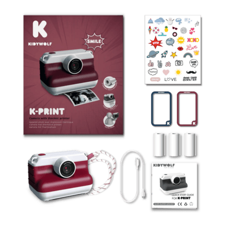 KIDYWOLF KIDYWOLF momentinis fotoaparatas su terminiu spausdinimu, raudonas, K-PRINT-RD 