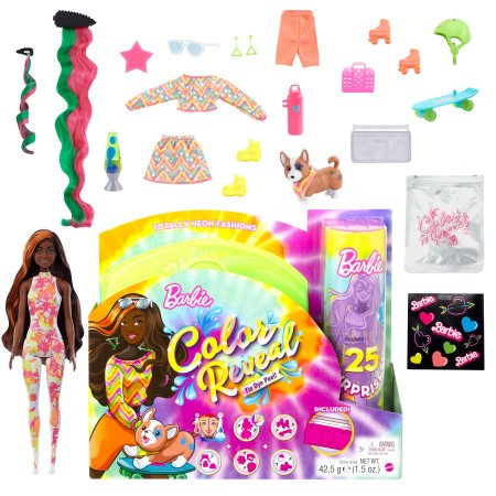 BARBIE spalvų siurprizų dovanų rinkinys, neoninių spalvų serija, asort., HCD25 HCD25