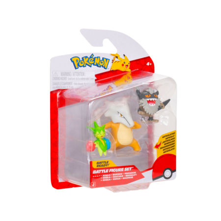 POKEMON Roselia su stovu, Perrserker ir Marowak veiksmo figūrėlės, 3 vnt, PKW4095 