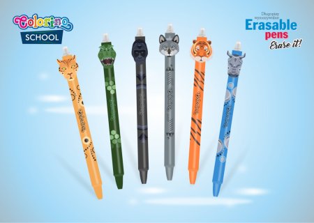COLORINO ištrinamas rašiklis laukiniai gyvūnai asort., 02671PTR 